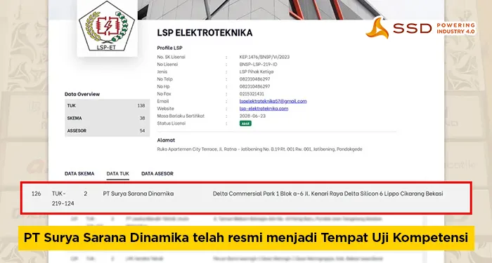 PT Surya Sarana Dinamika telah resmi menjadi Tempat Uji Kompetensi